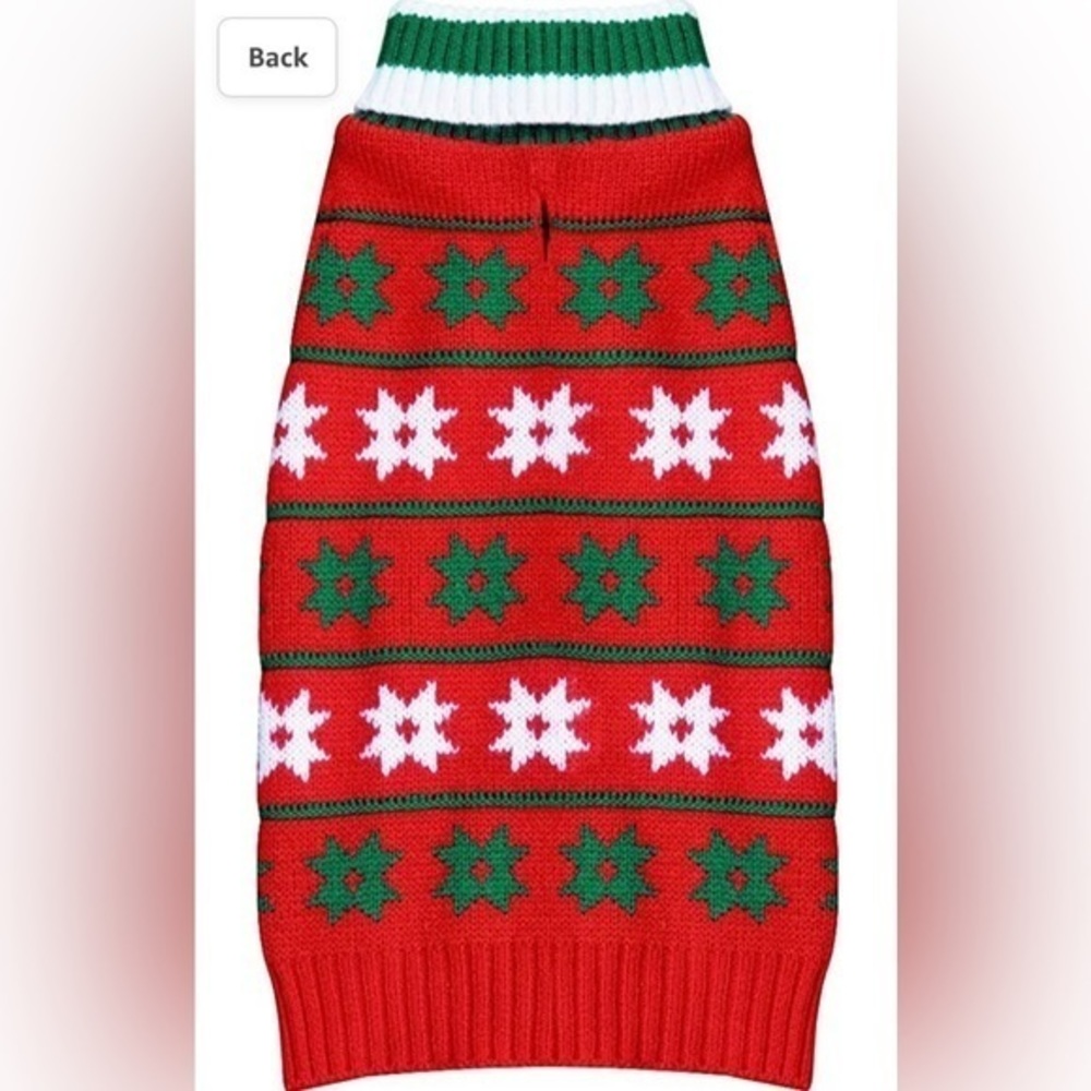 Dog sweater for winter or cold weather, stars and Christmas design, like new
